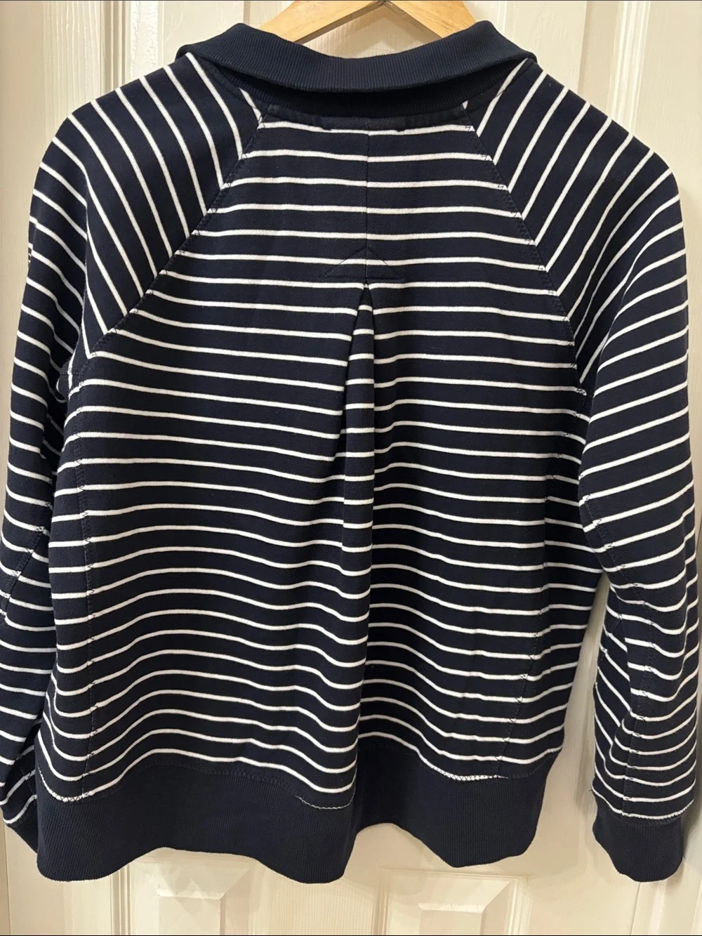 Nautica Navy & White Striped Quarter-Zip Pullover Sweatshirt